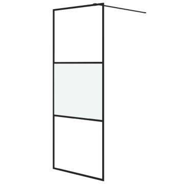 Walk-in Shower Wall Black 80x195 cm - Half Frosted ESG Glass