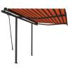 Manual Retractable Awning 3x2.5m - Orange & Brown