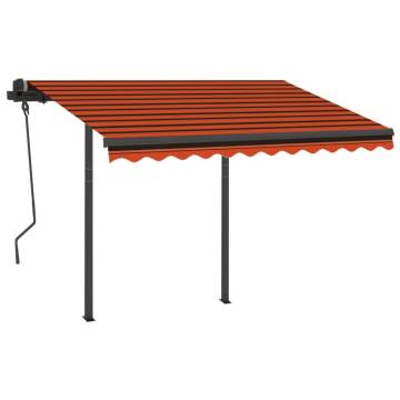 Manual Retractable Awning 3x2.5m - Orange & Brown