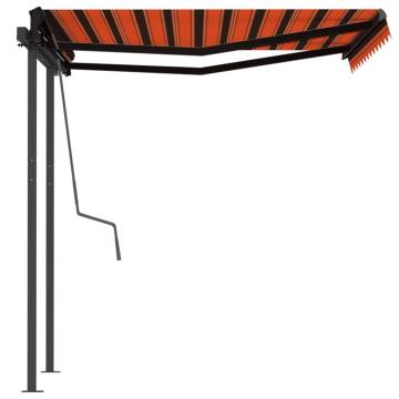 Manual Retractable Awning 3x2.5m - Orange & Brown