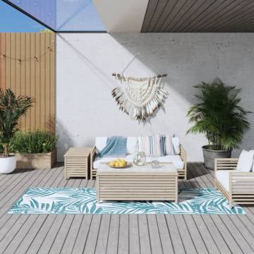 Stylish Aqua & White Outdoor Rug 80x250 cm - Reversible Design