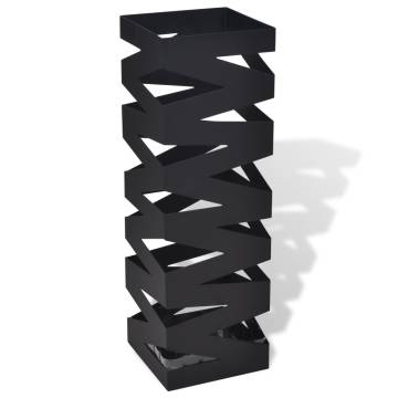 Modern Black Square Umbrella Stand - 48.5 cm Steel Holder