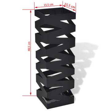 Modern Black Square Umbrella Stand - 48.5 cm Steel Holder