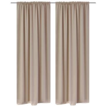 2 Pcs Cream Slot-Headed Blackout Curtains - 135 x 245 cm