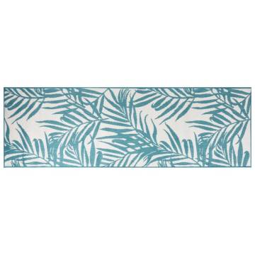 Stylish Aqua & White Outdoor Rug 80x250 cm - Reversible Design