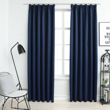 Blackout Curtains with Hooks - Blue - 140x245 cm - 2 pcs