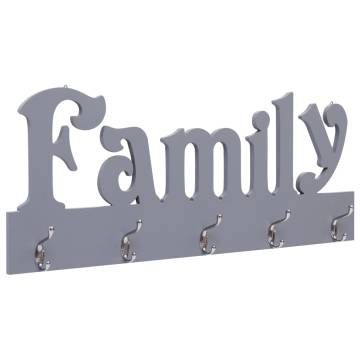 Wall Mounted Coat Rack FAMILY Grey - Functional Home Decor