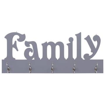 Wall Mounted Coat Rack FAMILY Grey - Functional Home Decor