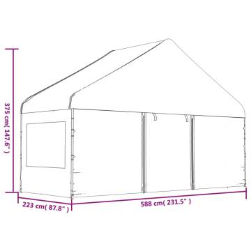 White Gazebo with Roof - Durable Outdoor Shelter 5.88x2.23 m