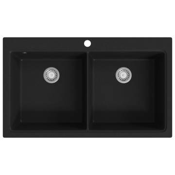 Overmount Kitchen Sink Double Basin - Granite Black | HipoMarket