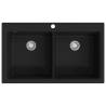 Overmount Kitchen Sink Double Basin - Granite Black | HipoMarket