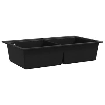 Overmount Kitchen Sink Double Basin - Granite Black | HipoMarket