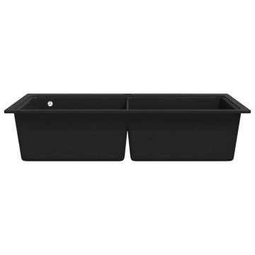 Overmount Kitchen Sink Double Basin - Granite Black | HipoMarket