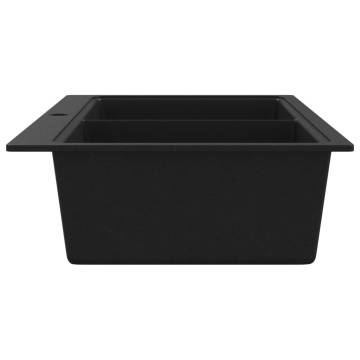 Overmount Kitchen Sink Double Basin - Granite Black | HipoMarket