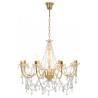 Elegant Golden Chandelier with Beads - 8 E14 Bulbs