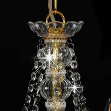 Elegant Golden Chandelier with Beads - 8 E14 Bulbs