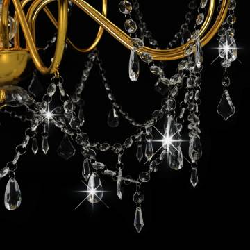 Elegant Golden Chandelier with Beads - 8 E14 Bulbs