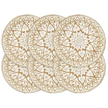 Placemats 6 pcs White 38 cm Round Jute - Unique Handmade Style