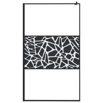 Modern Walk-in Shower Wall 115x195cm ESG Glass - Black Design