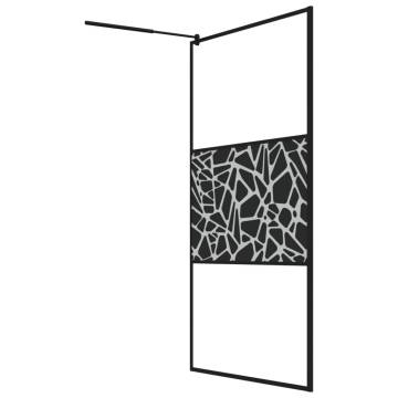 Modern Walk-in Shower Wall 115x195cm ESG Glass - Black Design