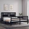 Bed Frame with Headboard Black 160x200 cm - Solid Wood | HipoMarket