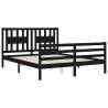 Bed Frame with Headboard Black 160x200 cm - Solid Wood | HipoMarket