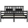 Bed Frame with Headboard Black 160x200 cm - Solid Wood | HipoMarket