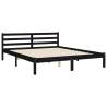 Bed Frame with Headboard Black 160x200 cm - Solid Wood | HipoMarket