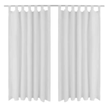 White Micro-Satin Curtains - 2 Pcs 140 x 225 cm | HipoMarket