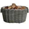 Stylish Grey Willow Firewood Basket with Handles - 60x40 cm