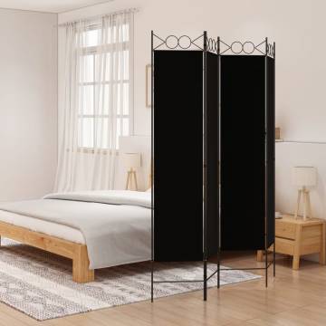 4-Panel Room Divider Black - Versatile & Foldable | HipoMarket