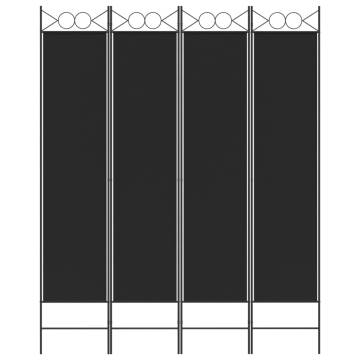 4-Panel Room Divider Black - Versatile & Foldable | HipoMarket