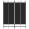 4-Panel Room Divider Black - Versatile & Foldable | HipoMarket