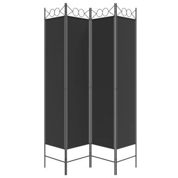 4-Panel Room Divider Black - Versatile & Foldable | HipoMarket