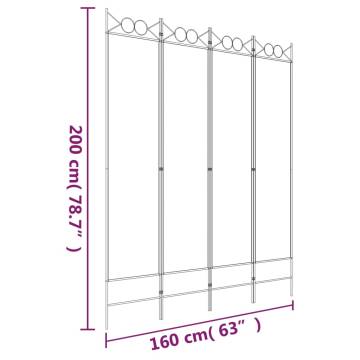 4-Panel Room Divider Black - Versatile & Foldable | HipoMarket