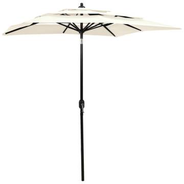 3-Tier Parasol with Aluminium Pole - Sand 2x2 m | HipoMarket