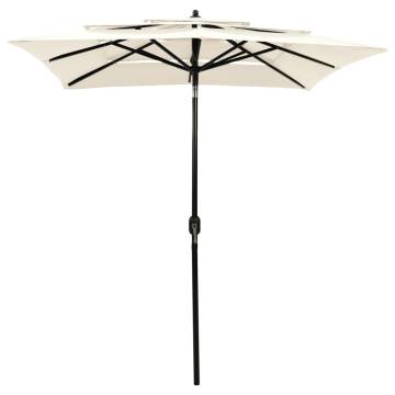 3-Tier Parasol with Aluminium Pole - Sand 2x2 m | HipoMarket