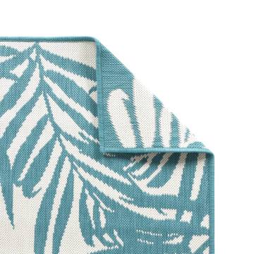 Stylish Aqua & White Outdoor Rug 80x250 cm - Reversible Design