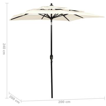 3-Tier Parasol with Aluminium Pole - Sand 2x2 m | HipoMarket