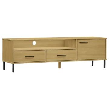 OSLO Brown Solid Wood Pine TV Cabinet with Metal Legs