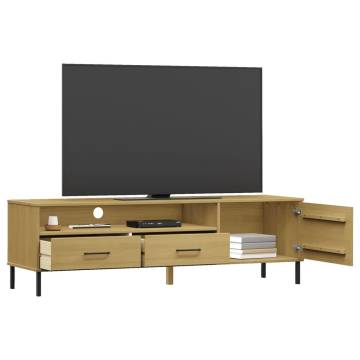 OSLO Brown Solid Wood Pine TV Cabinet with Metal Legs