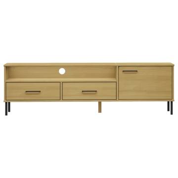 OSLO Brown Solid Wood Pine TV Cabinet with Metal Legs