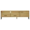 OSLO Brown Solid Wood Pine TV Cabinet with Metal Legs