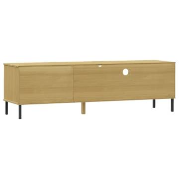 OSLO Brown Solid Wood Pine TV Cabinet with Metal Legs