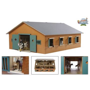 Kids Globe Farm Stables with 7 Boxes 1:24 - Fun Horse Play