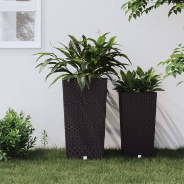 Stylish Brown Rattan Planter with Removable Inner | HipoMarket