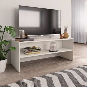 Stylish White TV Cabinet - 100x40x40 cm Engineered Wood