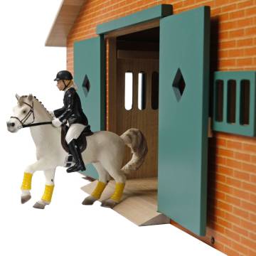 Kids Globe Farm Stables with 7 Boxes 1:24 - Fun Horse Play