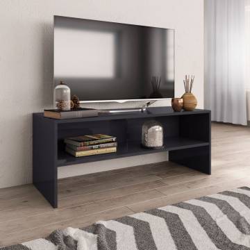 Stylish High Gloss Grey TV Cabinet - 100x40x40 cm | HipoMarket