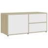 Stylish White & Sonoma Oak TV Cabinet - 80x34x36 cm